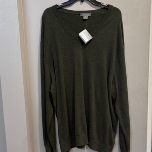 Daniel Cremieux Men's V-Neck Sweater in Olive Green Size XXL